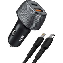 Linktech C498 38W 2x USB Type-C - Lightning Kablolu Araç Şarj Aleti