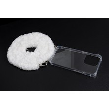 Hey Dear You El Yapımı Peluş Askılı Şeffaf Kılıf iPhone 14 Plus Uyumlu Snowflake