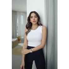 Havoş Beyaz Basic Fitilli Crop