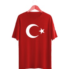 Byvol Türk Bayrağı Baskılı Çocuk Tişört Ayyıldız Kırmızı T-Shirt
