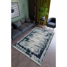 10 Post Online Salon Halısı Modern Lacivert Gri Yolluk Kaymaz Yuvarlak Oval Kesme Ince Yıkanabilir Halı