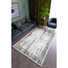 10 Post Online Salon Halısı Modern Gri Yolluk Kaymaz Yuvarlak Oval Kesme Ince Yıkanabilir Halı