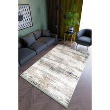 10 Post Online Salon Halısı Modern Bej Yolluk Kaymaz Yuvarlak Oval Kesme Ince Yıkanabilir Halı