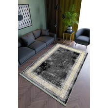 10 Post Online Salon Halısı Modern Gold Siyah Yolluk Kaymaz Yuvarlak Oval Kesme Ince Yıkanabilir Halı