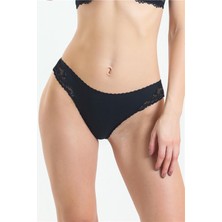 Magic Form 717 Kadın Siyah Önü Kumaş,arkası Dantelli Külot