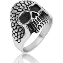 Stil Love Gümüş Kuru Kafa Erkek Yüzük