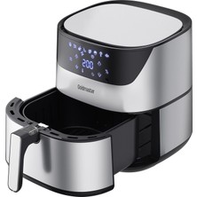 Goldmaster Chefcook 2000 Watt Yüksek Güç 6,4 Litre Inox Geniş Xxl Dokunmatik Airfryer Yağsız Sıcak Hava Fritözü