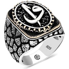 Stil Love Gümüş Elif Vav Oval Erkek Yüzük