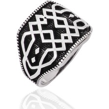 Stil Love Gümüş Desenli Erkek Yüzük