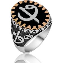 Stil Love ​Gümüş Elif Vav Erkek Yüzük