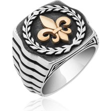 Stil Love ​Gümüş Zambak Çiçeği Desenli Erkek Yüzük