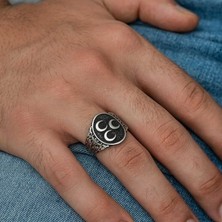Stil Love Gümüş Üç Hilal Erkek Yüzük