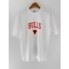 Wolters Outdoors Erkek Bulls Oversize Baskılı Pamuklu Bisiklet Yaka Kısa Kollu T-Shirt