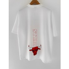 Wolters Outdoors Erkek Bulls Oversize Baskılı Pamuklu Bisiklet Yaka Kısa Kollu T-Shirt