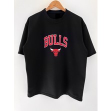 Wolters Outdoors Erkek Bulls Oversize Baskılı Pamuklu Bisiklet Yaka Kısa Kollu T-Shirt