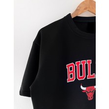 Wolters Outdoors Erkek Bulls Oversize Baskılı Pamuklu Bisiklet Yaka Kısa Kollu T-Shirt