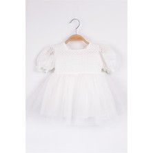 Le Mabelle Beyaz  Kısa Kollu Fisto Bluzlu Tül Etekli Kız Çocuk Elbise - Marcia