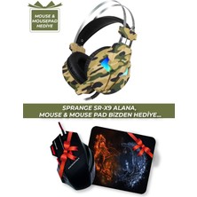 Sprange Sr-X9 108 Db/mw Mikrofonlu Kamuflaj Desenli Oyuncu Kulaklık ( Mouse & Mousepad Hediyeli )