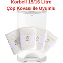 Evde Hijyen Yerliçöppoşeti Korbell 16L Uyumlu Toplamda 2000 Bez Alabilen 4 Paket Çöp Torbası