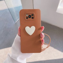 Zebana Xiaomi Poco X3 Nfc Kılıf Zebana Kalpli Love Kılıf Kahverengi