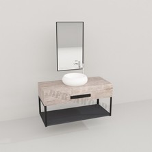 Deryawood Wind Ahşap Banyo Rafı 40*130*76 Beyaz Eskitme