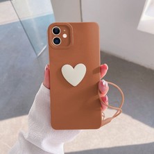 Zebana Apple iPhone 11 Kılıf Zebana Kalpli Love Kılıf Kahverengi