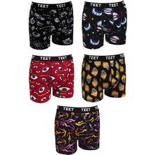 Teet Erkek Boxer Pamuklu Desenli Deluxe 5'li Set