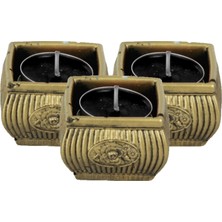 Şamdan Dekoratif Mumluk Şamdan Tealight Mum Uyumlu Mini Çizgili Çiçekli Model