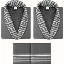 Limira 4lü Set Antrasit Pamuk 2 Bornoz (1 S-M)-(1 L-XL) 2 Havlu 50x90 2239