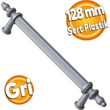 Badem10 Polavit Çekmece Mutfak Dolap Kapak Kulpu Kulbu 128 mm Gri Sert Plastik Kulp