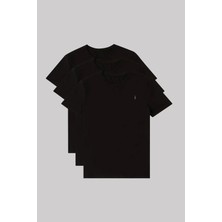 Kozik Erkek Siyah Bisiklet Yaka Standart  Pamuk Erkek Basic T-Shirt 3'li Paket
