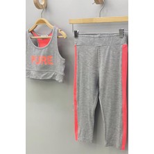 Mojo Bebek Mojo Kız Çocuk Fileli Sporcu Atletli Taytlı Takım 51139 Gri