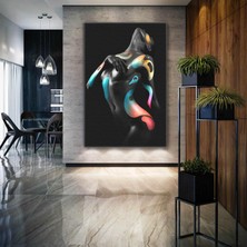 Motorsiklet Kaskı Takan Kadın İlüstrasyonu Gözler Kare Kanvas Tablo