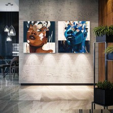 SML Tablo Who I Am Fırça Izleri Ben Kimim Portre Ikili Kombin 2li Kanvas Tablo