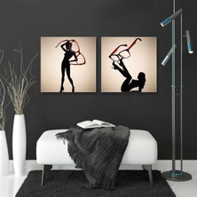 Gold Makyajlı Kadın Makyaj Sanatı Make Up İkili Kombin 2li Kanvas Tablo