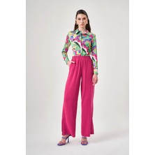 Mizalle Cupra Detaylı Fuşya Pantolon