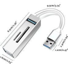 Coverzone Pc USB Çoklayıcı 3.0 Hub USB To USB 5in1 Port Hızlı Aktarım 5gbps USB Hafıza Kart Okuyucu Pc Bilgisayarlar A803