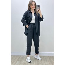 Mazi Butik Keten Ikili Takım Siyah