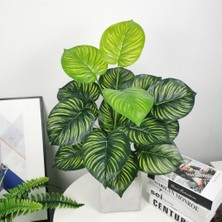 Nettenevime Yapay Çiçek Demet Difenbahya Sarı Çizgili 12DAL 55CM Salon Çiçeği Yapay Bitki