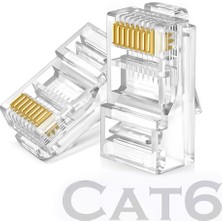 BK Teknoloji RJ45 Cat6 Jack Konnektör Altın Kaplama Ethernet Uç 8P8C 100'LÜ Paket