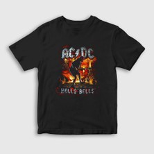 Presmono Unisex Çocuk Siyah Angus Young Ac Dc T-Shirt