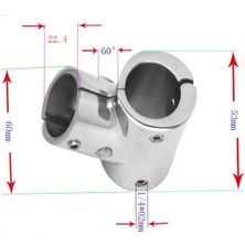 Dharry 4pcs Paslanmaz Çelik Yay ve Tekne El Rayı 60 Derece Tee Fitting 7/8 "tüp (Yurt Dışından)