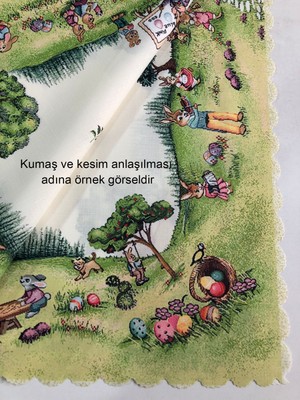 Pusula Home Paskalya Tavşan Ailesi Dertsiz Masa Örtüsü