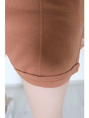 Lurex Çımalı Armalı Şort Taba - 330364.1608.