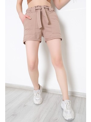 Lurex Kemer Detaylı Şort Sütlükahve - 330182.1608.