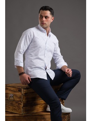 Advante Desenli Slimfit Düğmeli Yaka Uzun Kol Erkek Gömlek