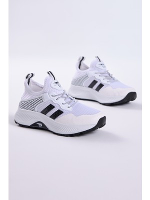 Tonny Black Çocuk Unisex Beyaz Siyah Rahat Kalıp Nefes Alabilen Kumaş Bağcıklı Sneaker10