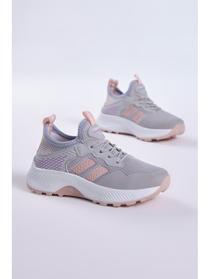 Tonny Black Çocuk Unisex Buz Pudra Rahat Kalıp Nefes Alabilen Kumaş Bağcıklı Sneaker