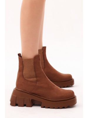 Tonny Black Kadın Taba Süet Lastikli Rahat Kalıp Bot