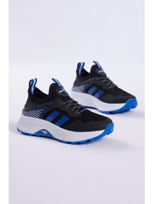 Tonny Black Çocuk Unisex Sneakers Siyah Sax Kalıp Nefes Alabilen Kumaş Düz Taban Kaymaya Dayanıklı